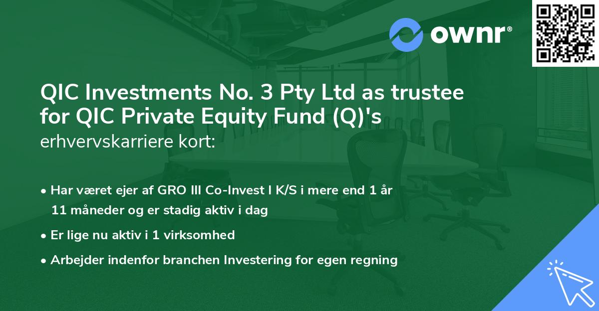 QIC Investments No. 3 Pty Ltd as trustee for QIC Private Equity Fund (Q)'s erhvervskarriere kort