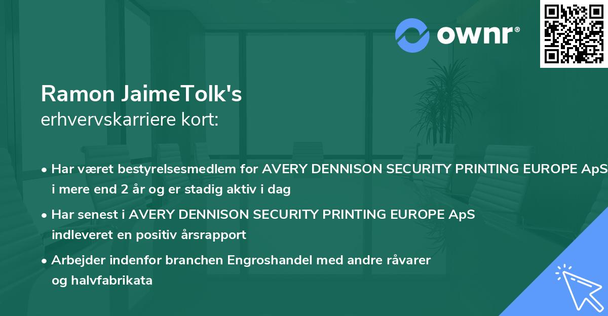 Ramon JaimeTolk's erhvervskarriere kort