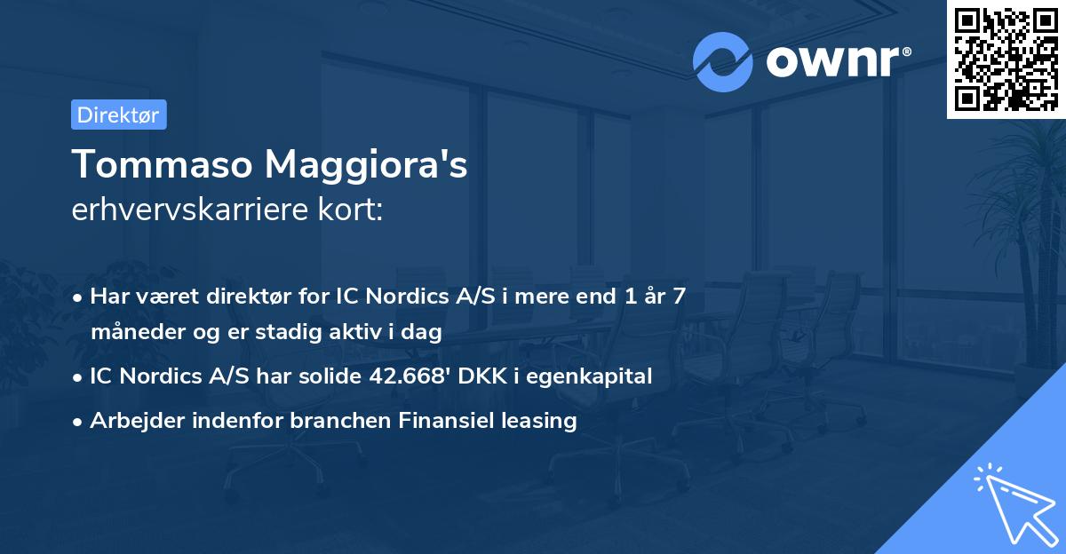 Tommaso Maggiora's erhvervskarriere kort