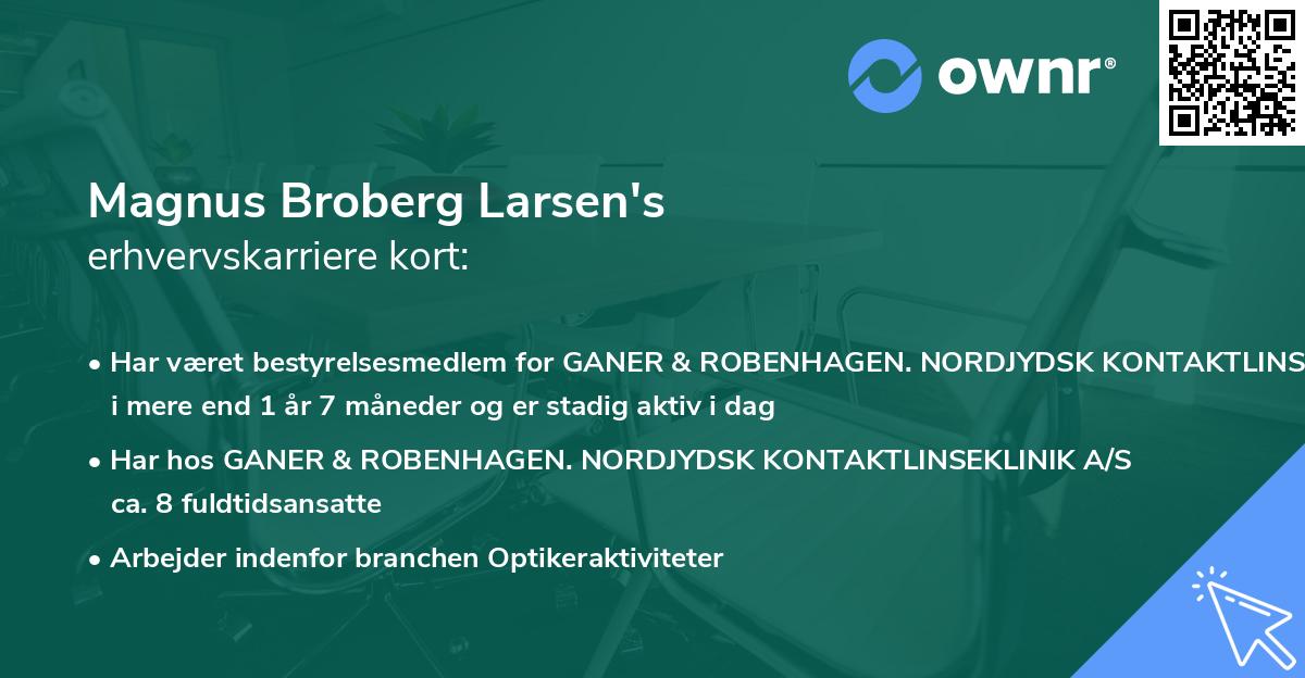 Magnus Broberg Larsen's erhvervskarriere kort