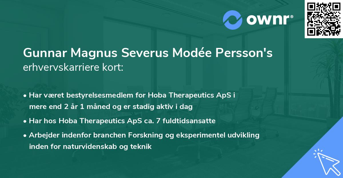 Gunnar Magnus Severus Modée Persson's erhvervskarriere kort