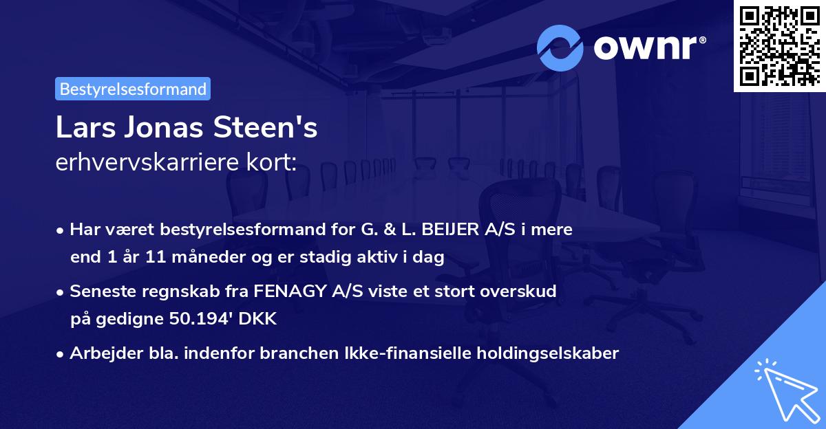 Lars Jonas Steen's erhvervskarriere kort