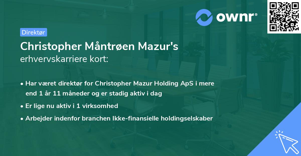 Christopher Måntrøen Mazur's erhvervskarriere kort