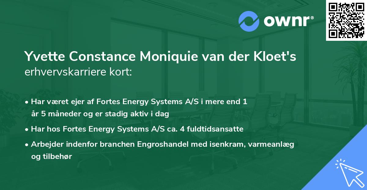 Yvette Constance Moniquie van der Kloet's erhvervskarriere kort