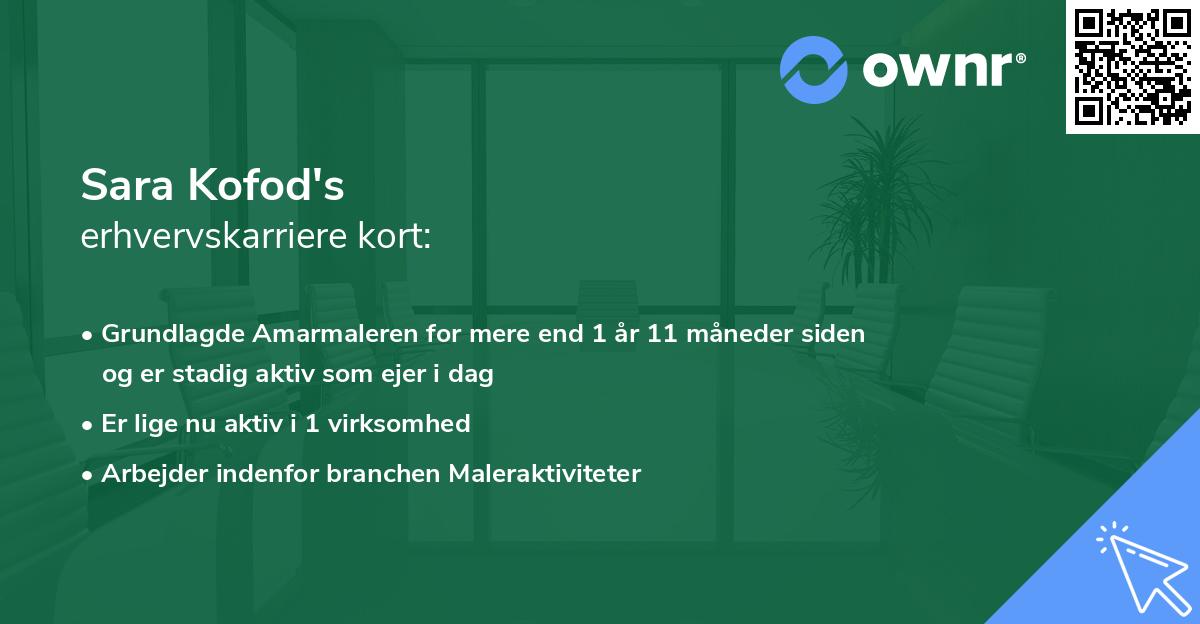 Sara Kofod's erhvervskarriere kort