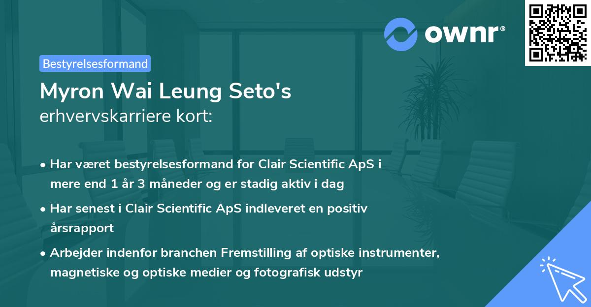 Myron Wai Leung Seto's erhvervskarriere kort