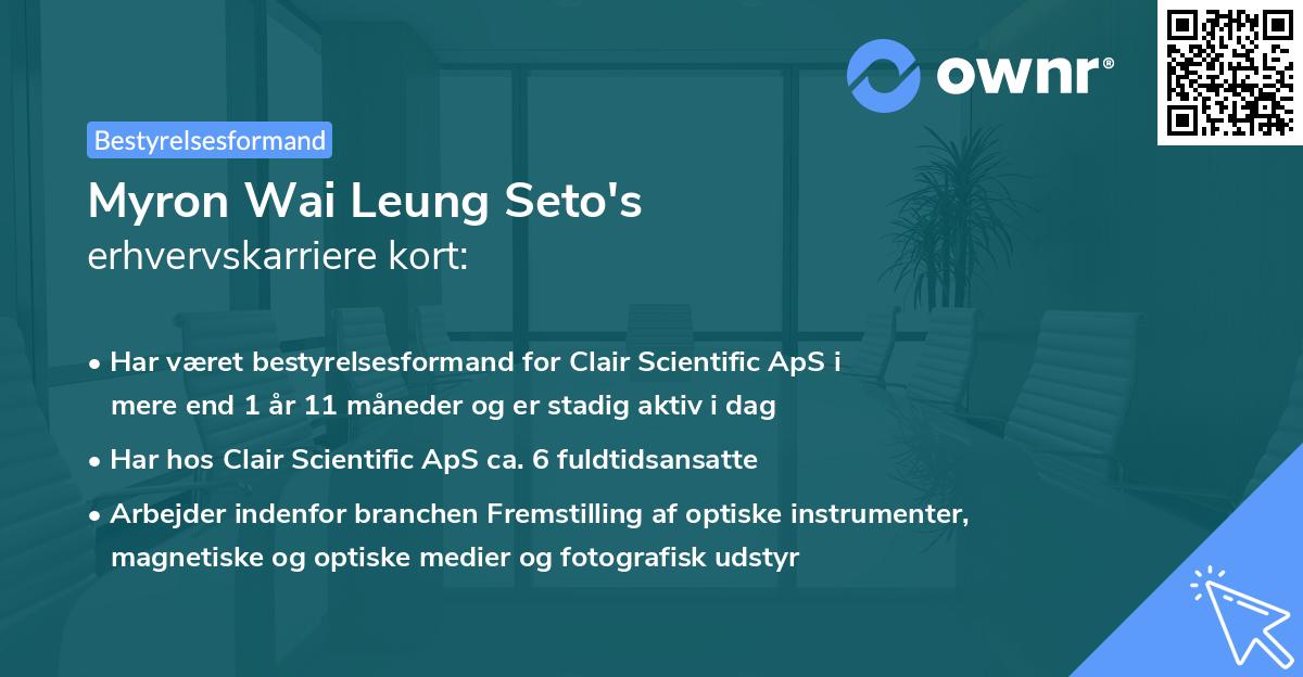 Myron Wai Leung Seto's erhvervskarriere kort