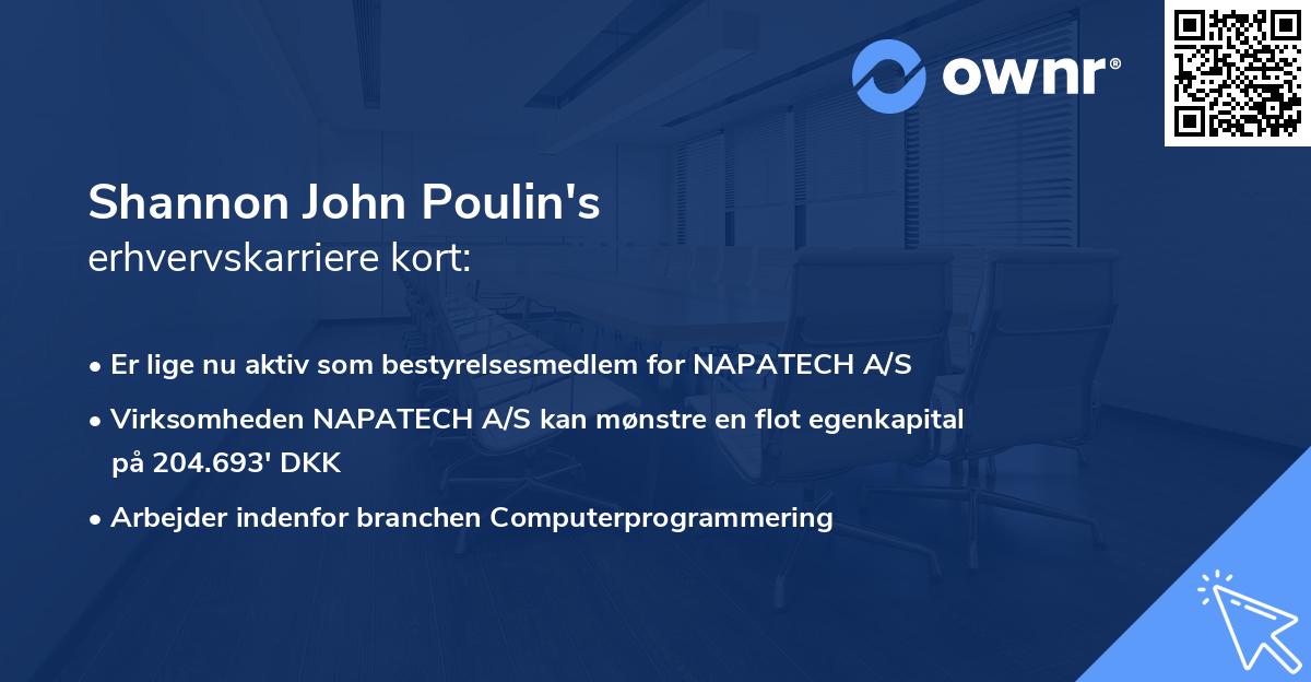 Shannon John Poulin's erhvervskarriere kort