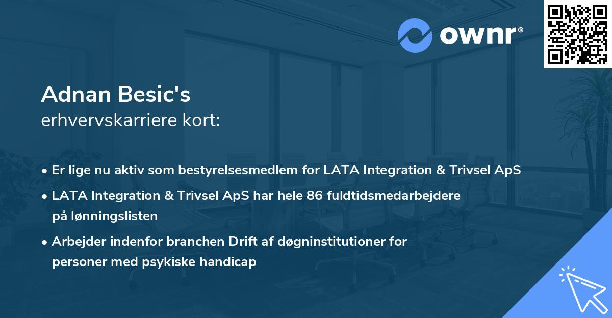 Adnan Besic's erhvervskarriere kort