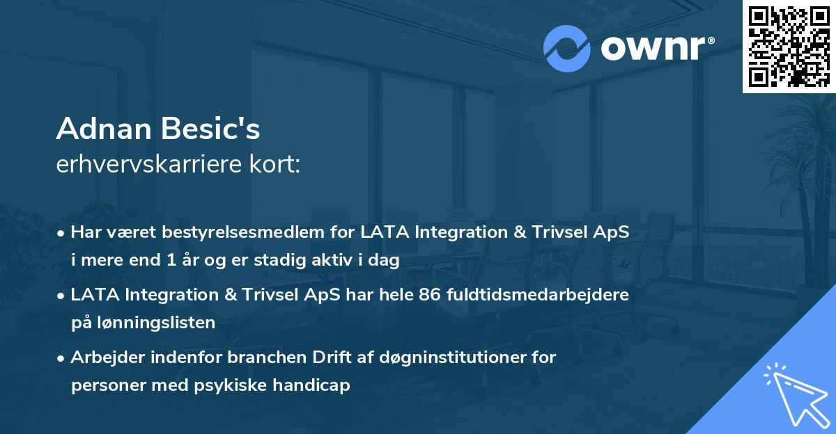 Adnan Besic's erhvervskarriere kort