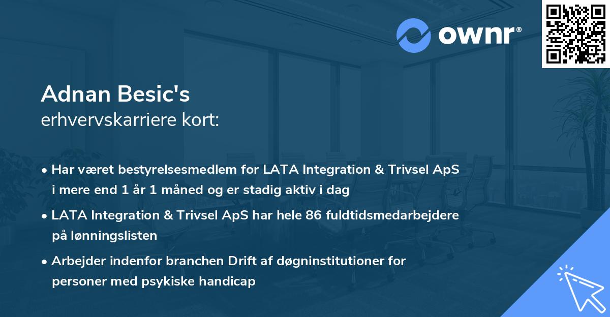 Adnan Besic's erhvervskarriere kort