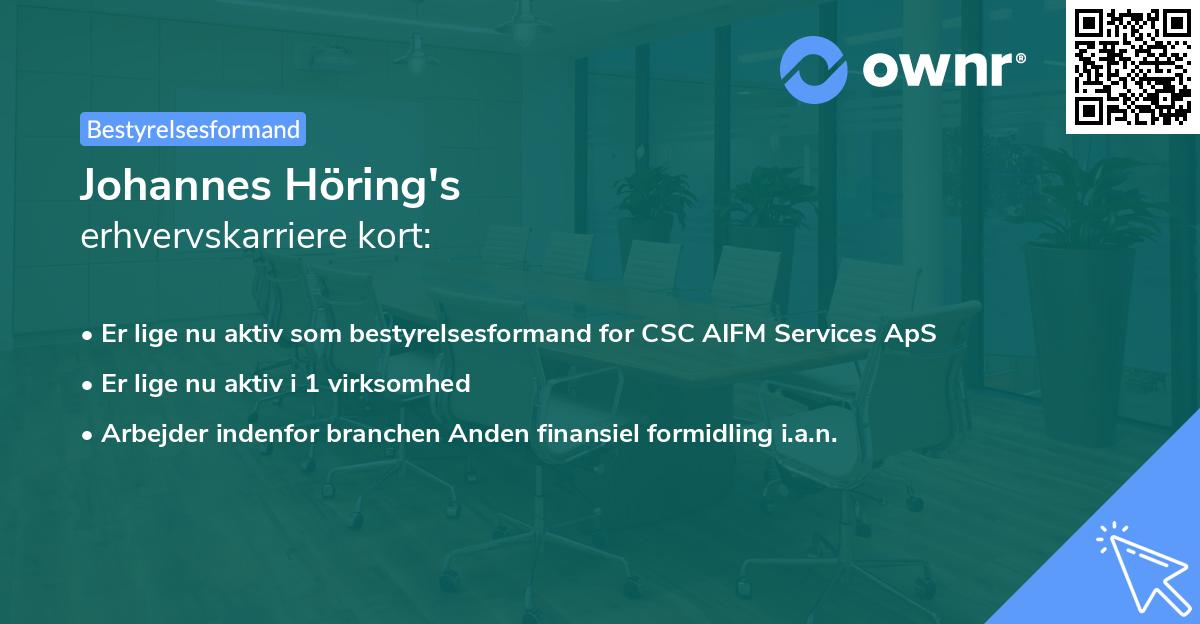 Johannes Höring's erhvervskarriere kort