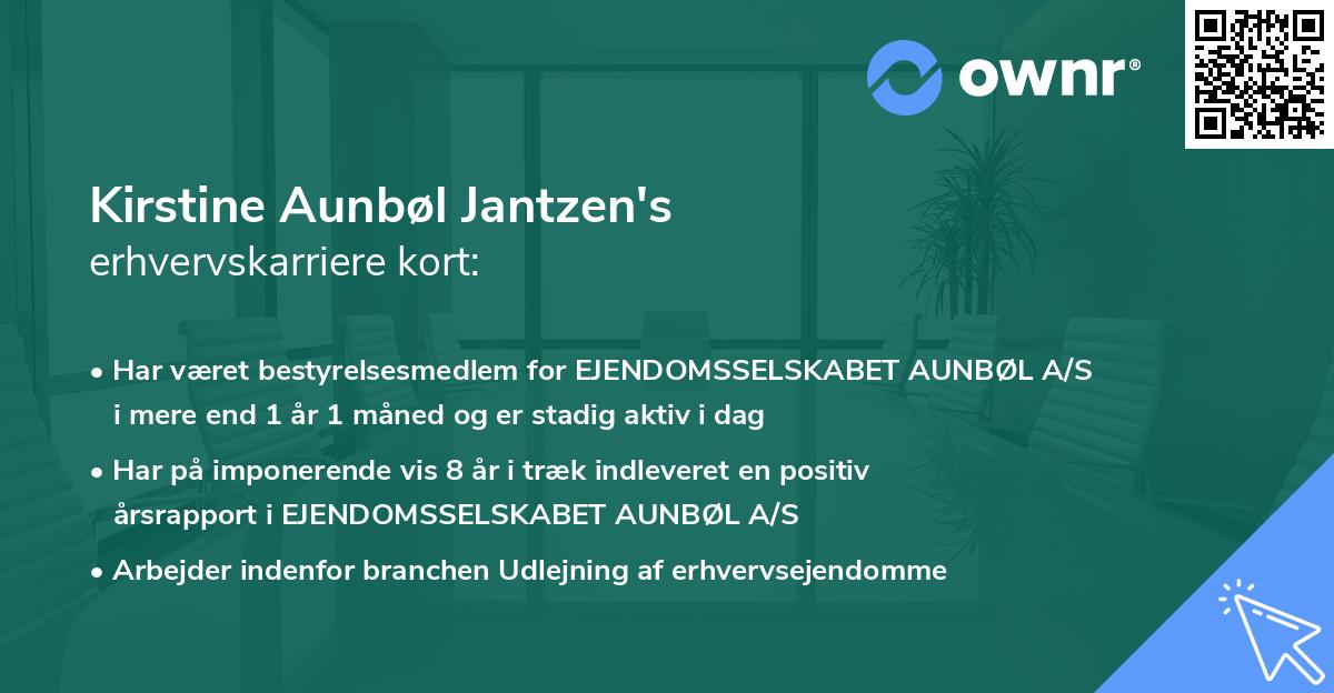 Kirstine Aunbøl Jantzen's erhvervskarriere kort