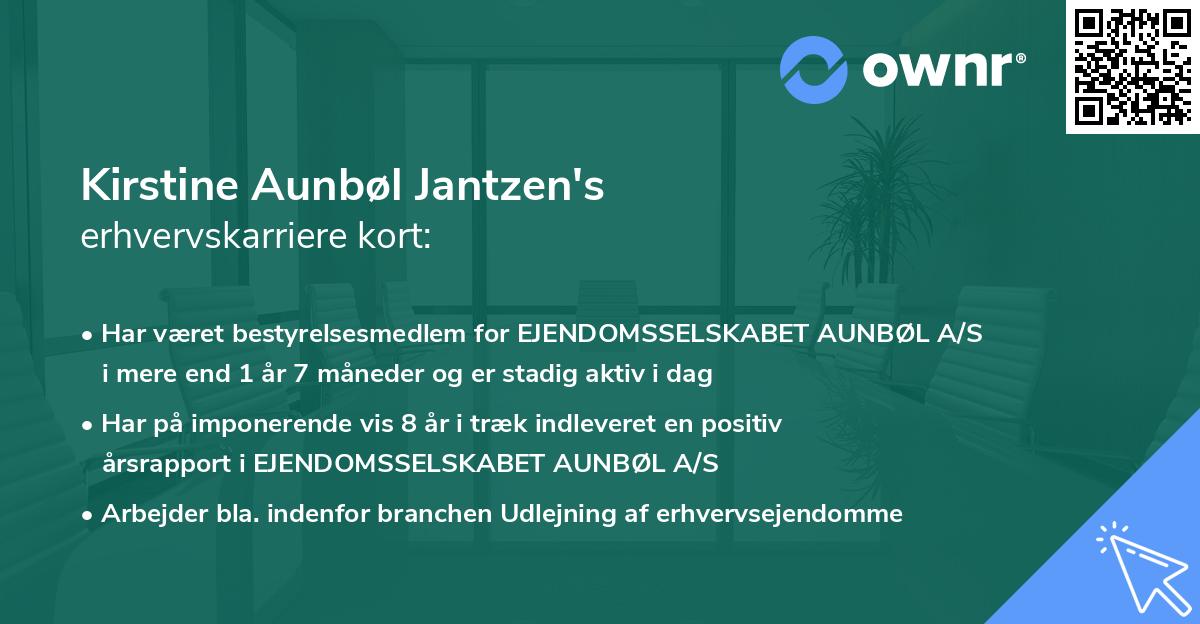 Kirstine Aunbøl Jantzen's erhvervskarriere kort