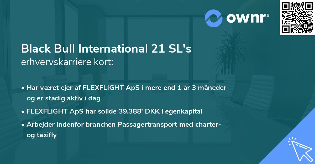 Black Bull International 21 SL's erhvervskarriere kort