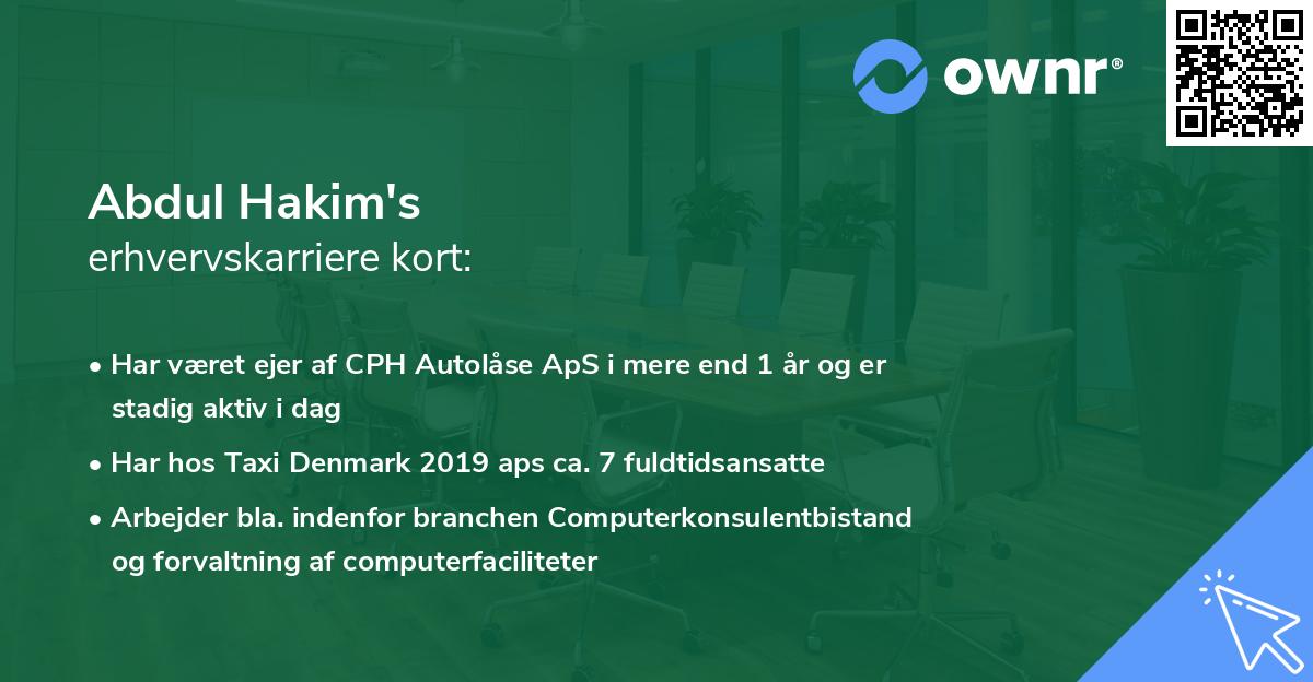 Abdul Hakim's erhvervskarriere kort