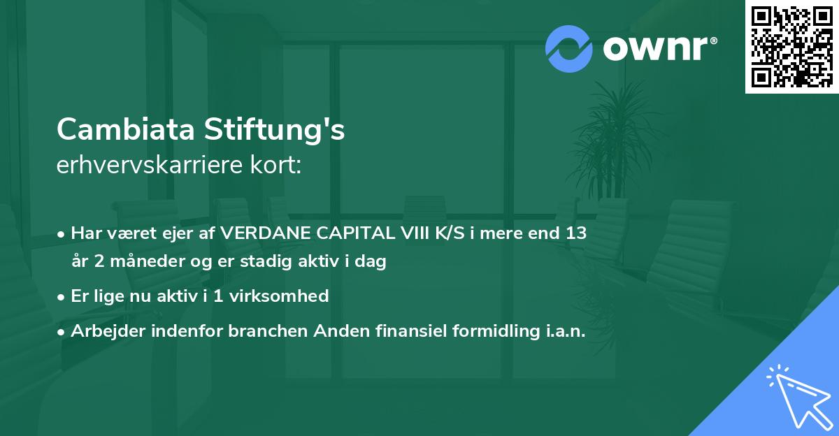 Cambiata Stiftung's erhvervskarriere kort