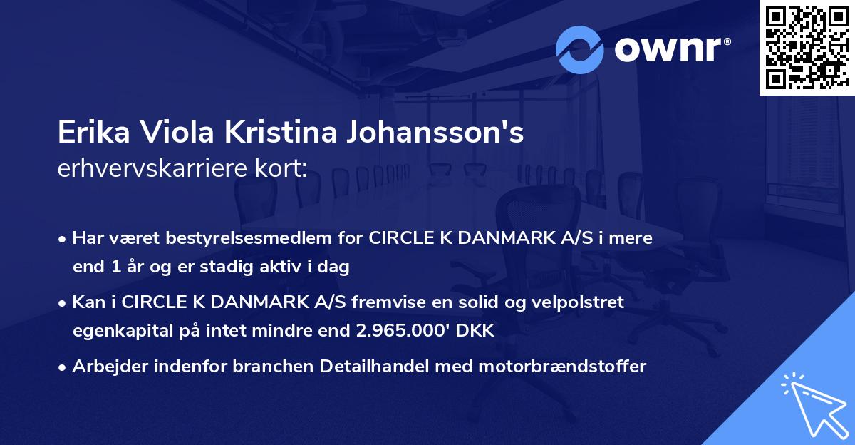 Erika Viola Kristina Johansson's erhvervskarriere kort