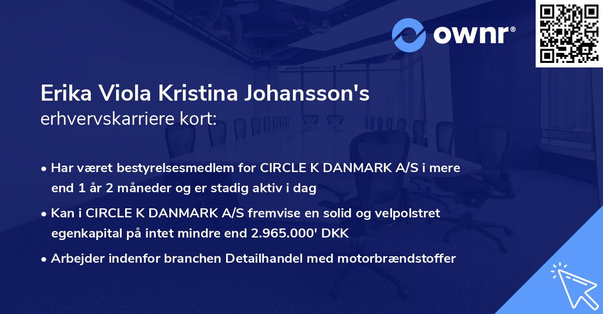 Erika Viola Kristina Johansson's erhvervskarriere kort