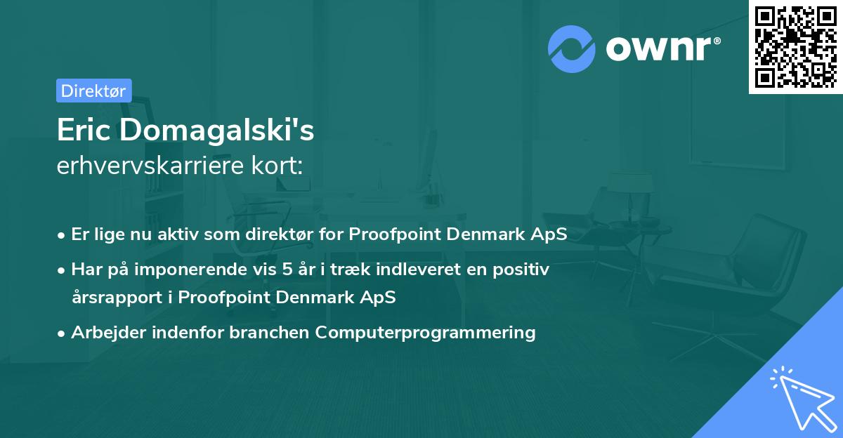 Eric Domagalski's erhvervskarriere kort