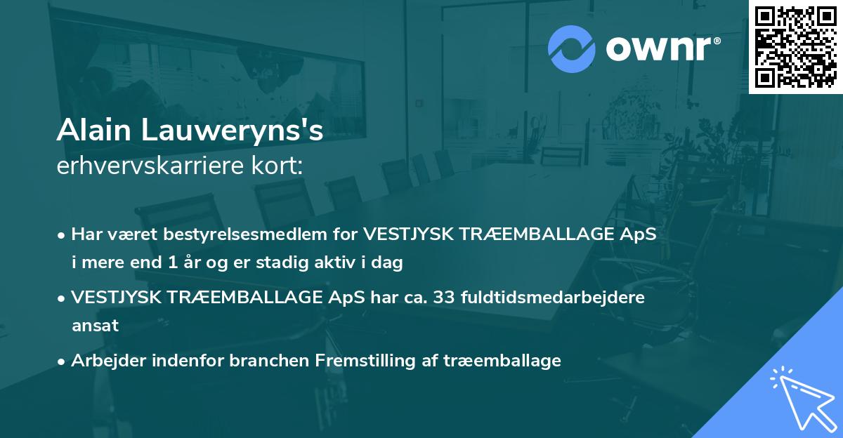 Alain Lauweryns's erhvervskarriere kort