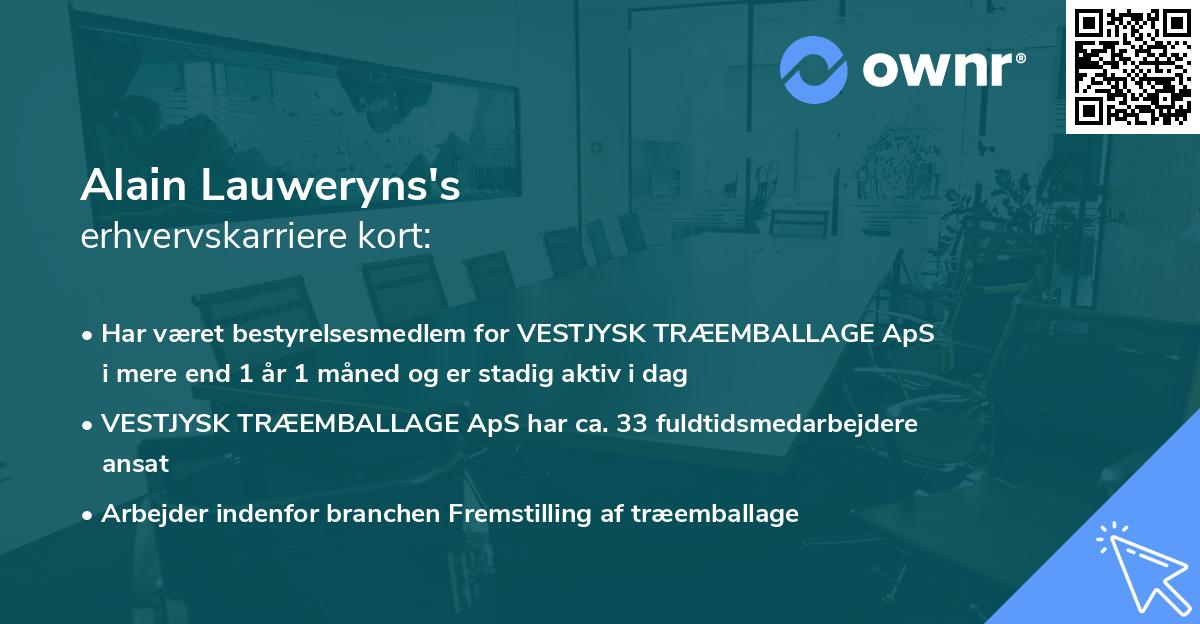 Alain Lauweryns's erhvervskarriere kort