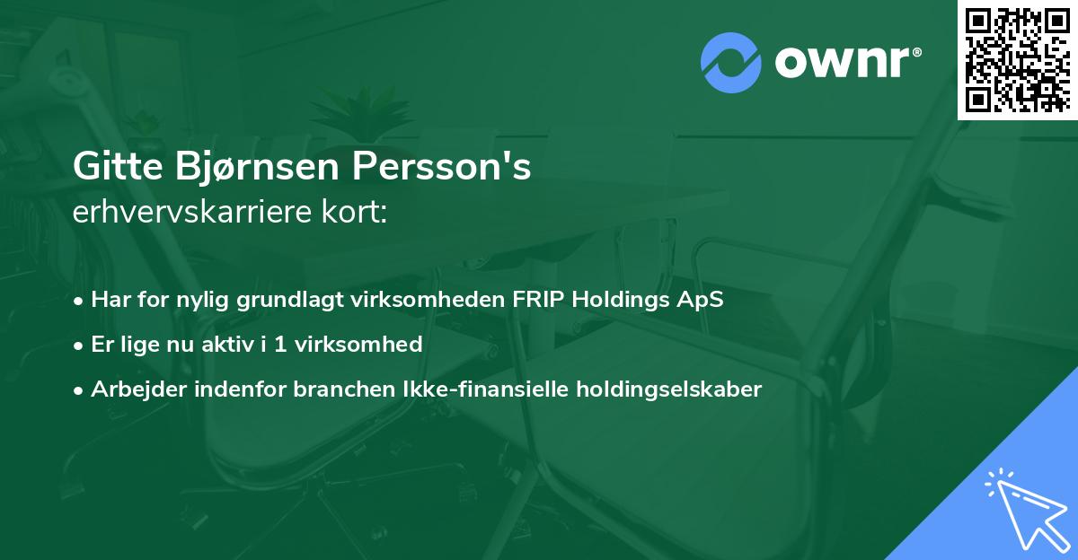 Gitte Bjørnsen Persson's erhvervskarriere kort