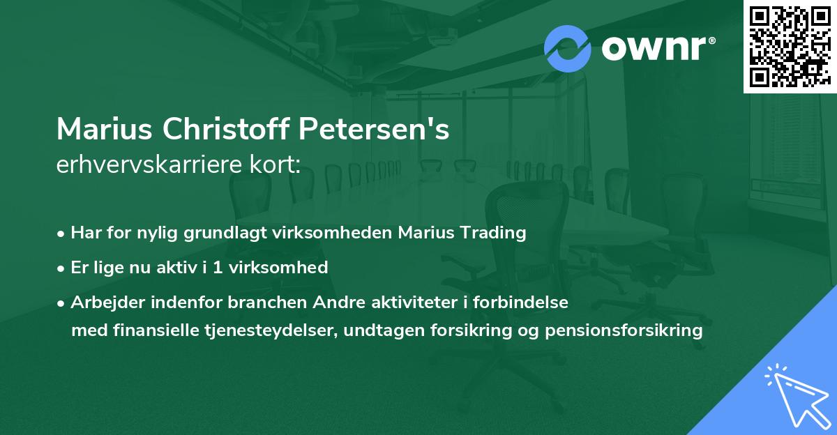 Marius Christoff Petersen's erhvervskarriere kort