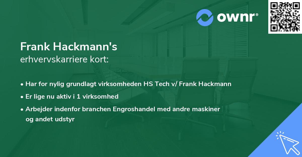 Frank Hackmann's erhvervskarriere kort
