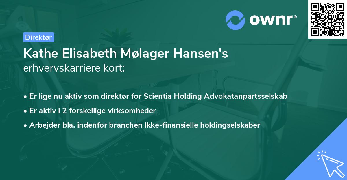 Kathe Elisabeth Mølager Hansen's erhvervskarriere kort