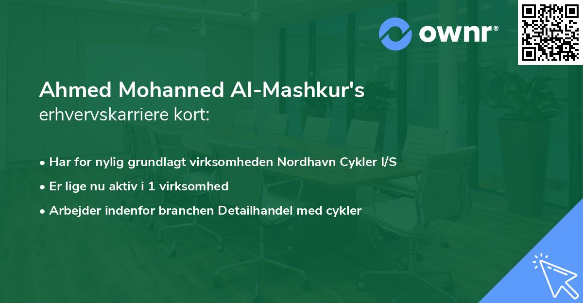 Ahmed Mohanned Al-Mashkur's erhvervskarriere kort