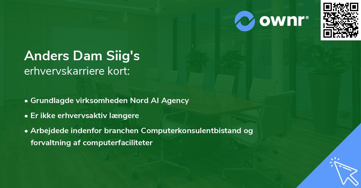 Anders Dam Siig's erhvervskarriere kort