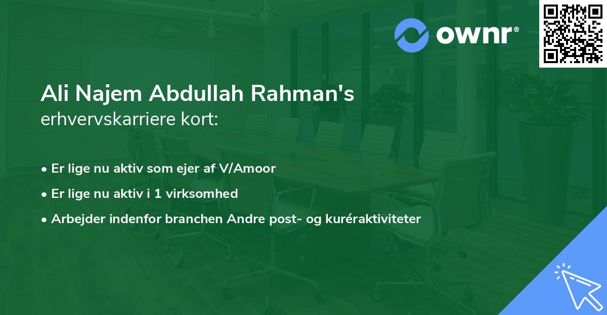 Ali Najem Abdullah Rahman's erhvervskarriere kort