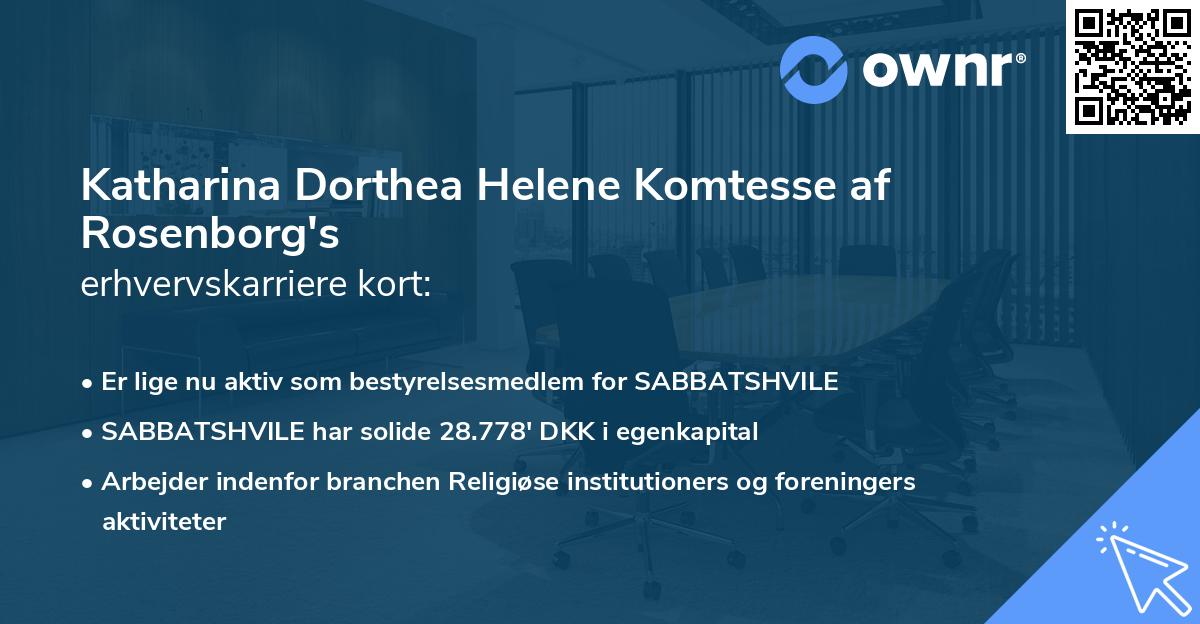 Katharina Dorthea Helene Komtesse af Rosenborg's erhvervskarriere kort