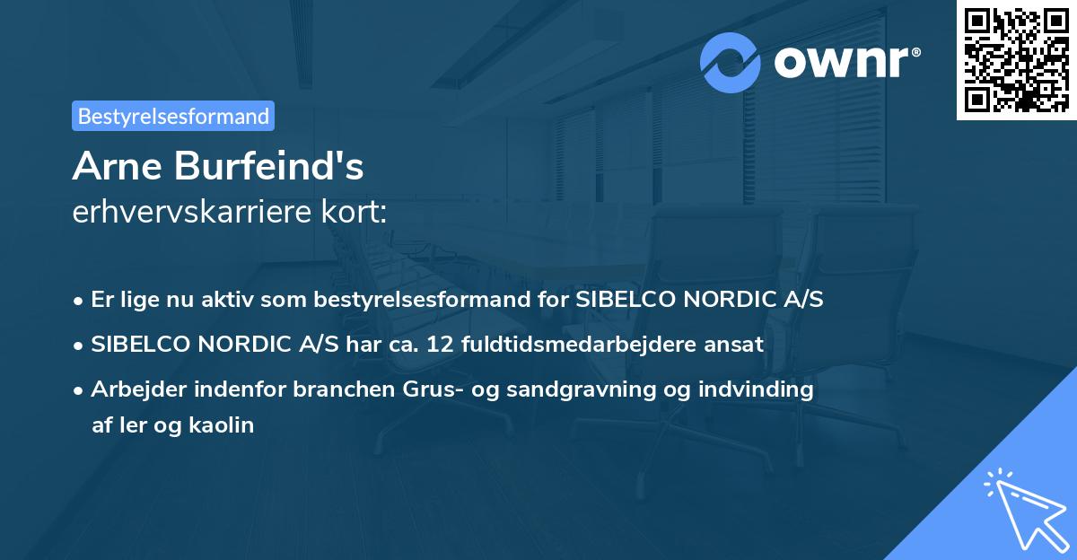 Arne Burfeind's erhvervskarriere kort