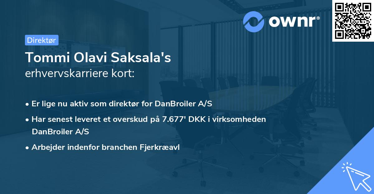 Tommi Olavi Saksala's erhvervskarriere kort