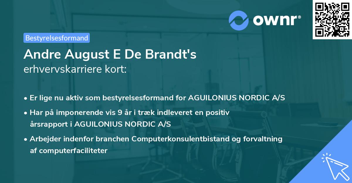 Andre August E De Brandt's erhvervskarriere kort