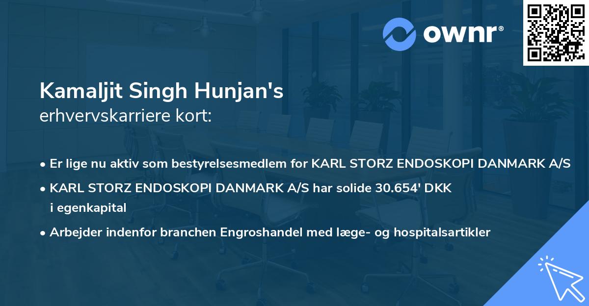 Kamaljit Singh Hunjan's erhvervskarriere kort
