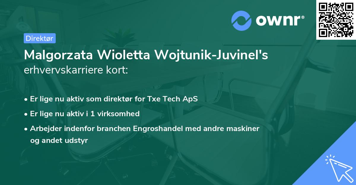 Malgorzata Wioletta Wojtunik-Juvinel's erhvervskarriere kort