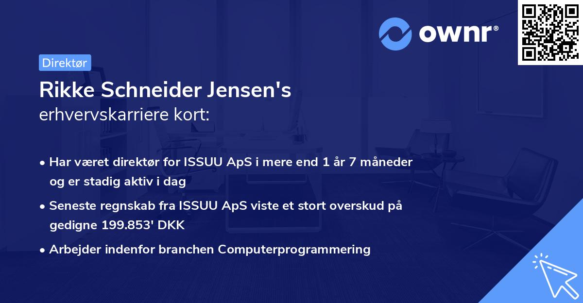 Rikke Schneider Jensen's erhvervskarriere kort