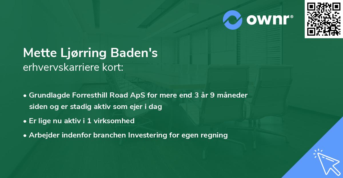 Mette Ljørring Baden's erhvervskarriere kort