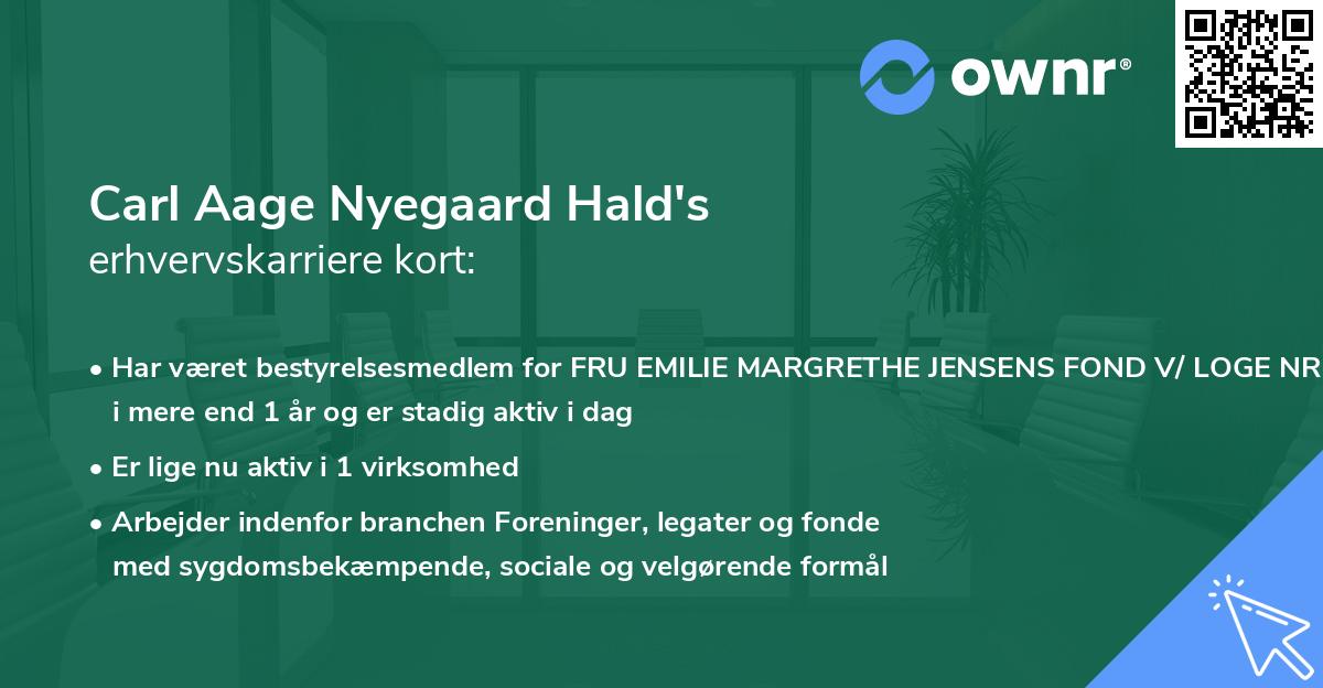 Carl Aage Nyegaard Hald's erhvervskarriere kort