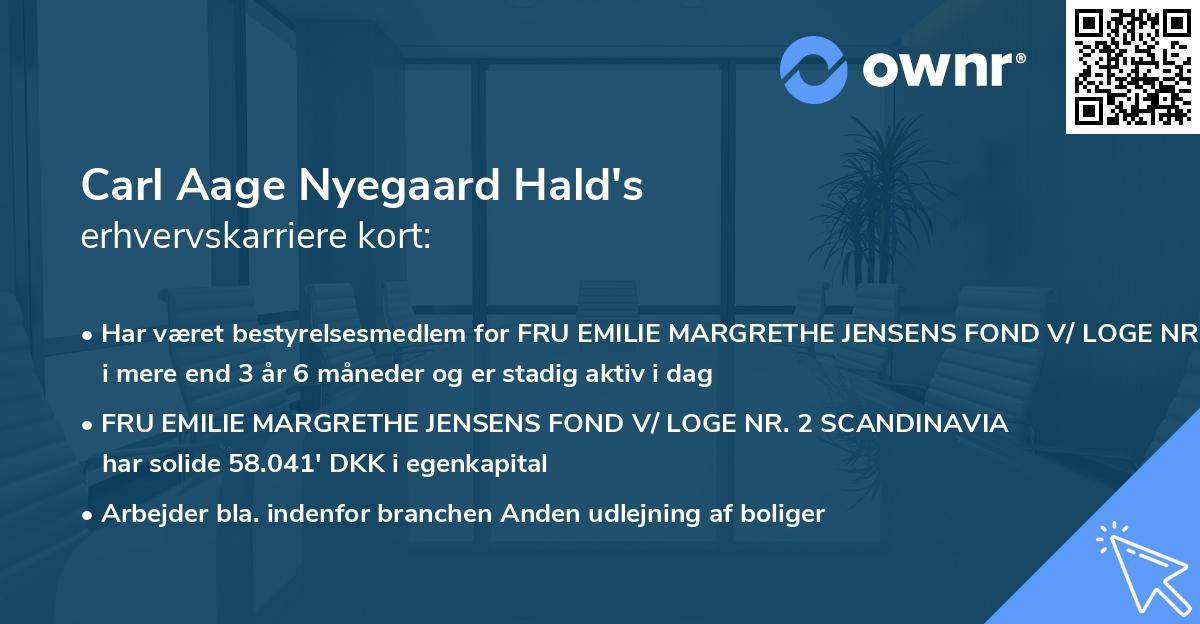 Carl Aage Nyegaard Hald's erhvervskarriere kort
