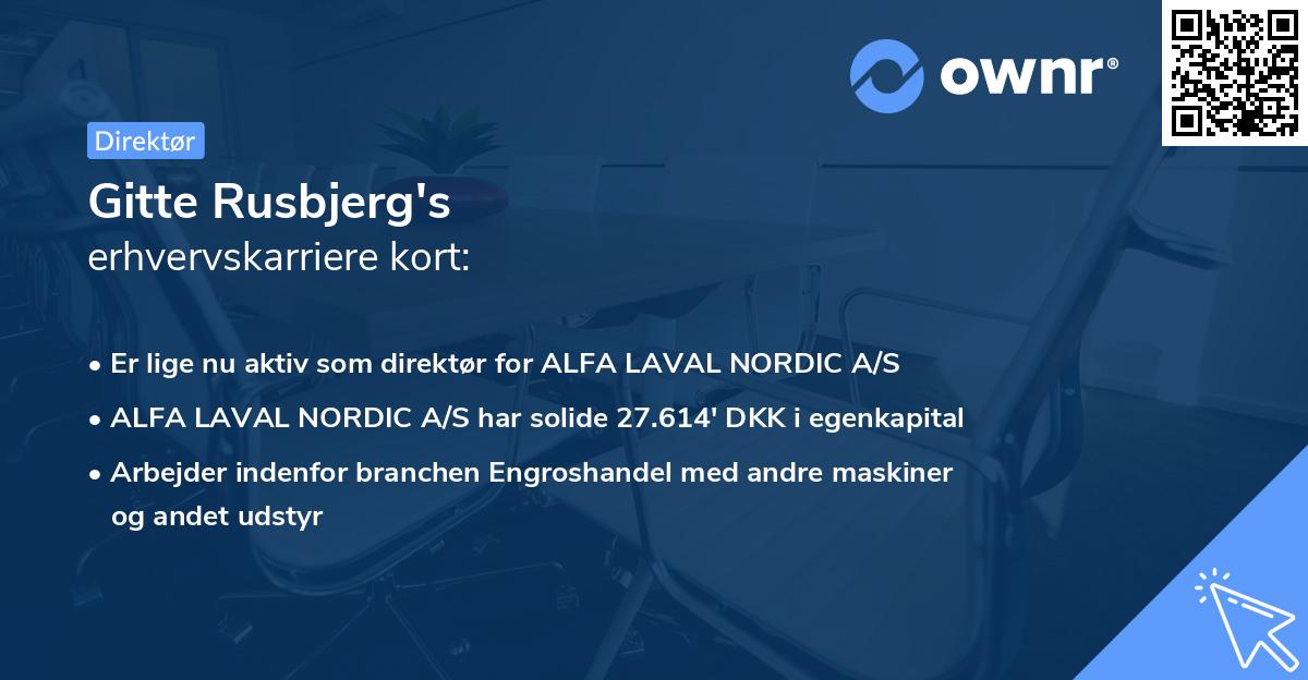 Gitte Rusbjerg's erhvervskarriere kort