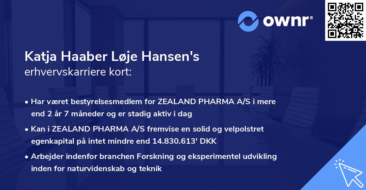 Katja Haaber Løje Hansen's erhvervskarriere kort