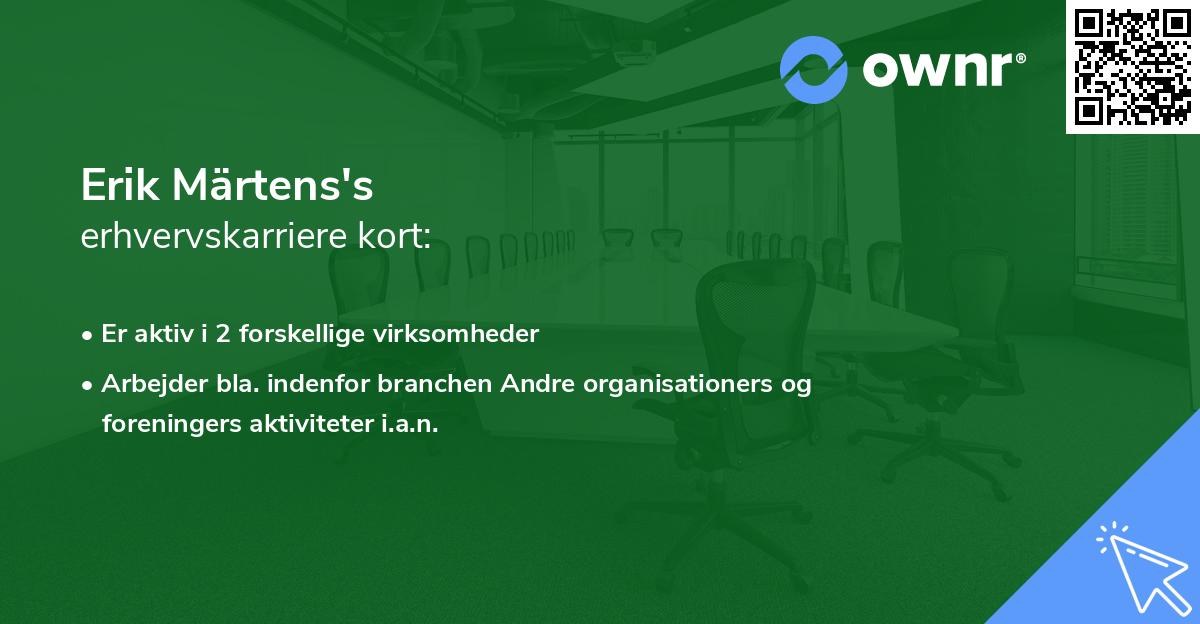 Erik Märtens's erhvervskarriere kort