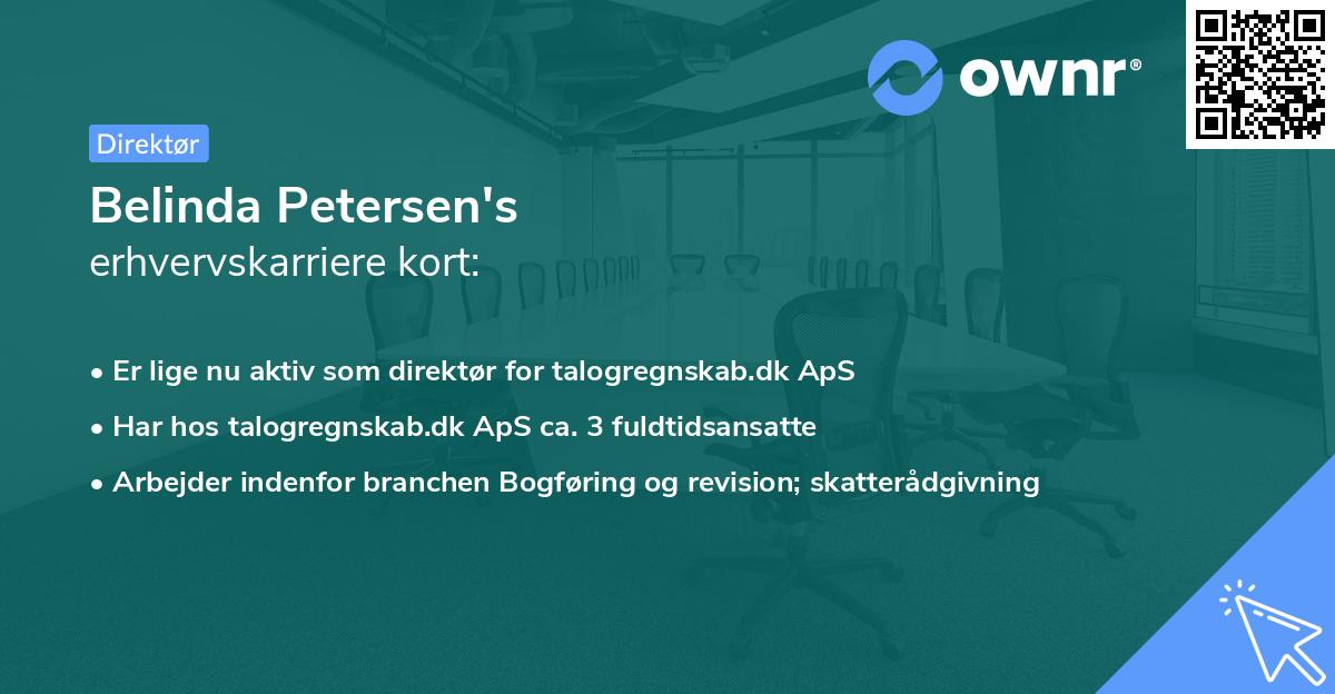 Belinda Petersen's erhvervskarriere kort