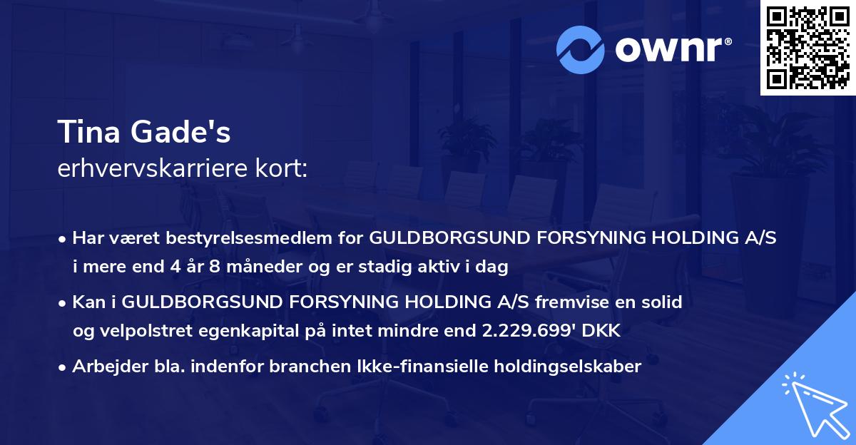Tina Gade's erhvervskarriere kort