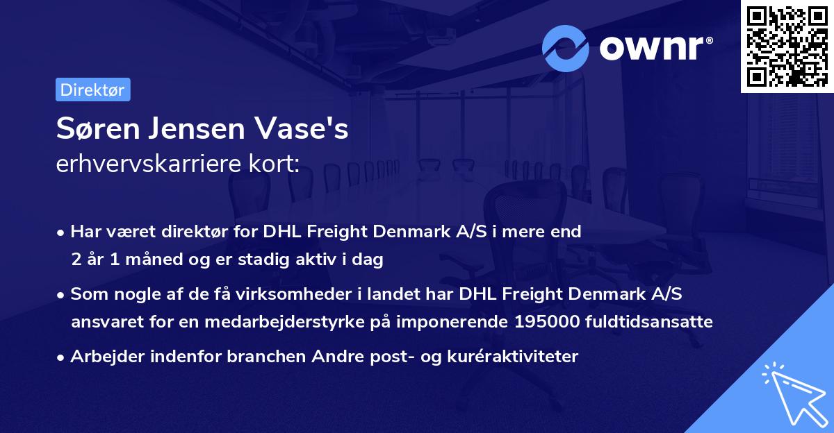 Søren Jensen Vase's erhvervskarriere kort