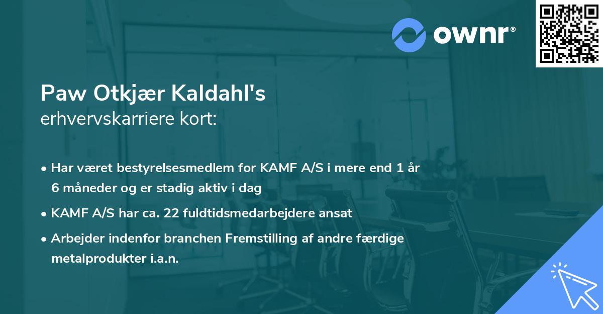 Paw Otkjær Kaldahl's erhvervskarriere kort